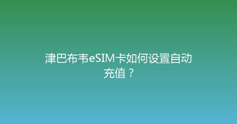 津巴布韦eSIM卡如何设置自动充值？ 