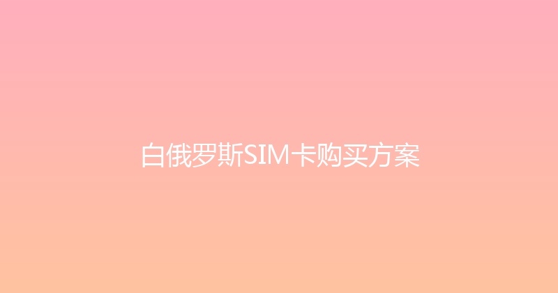 白俄罗斯SIM卡购买方案 