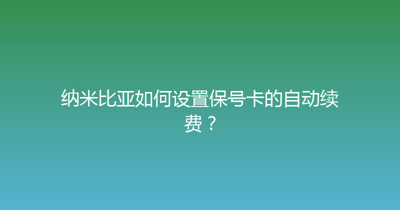纳米比亚如何设置保号卡的自动续费？ 
