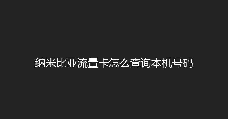 纳米比亚流量卡怎么查询本机号码 