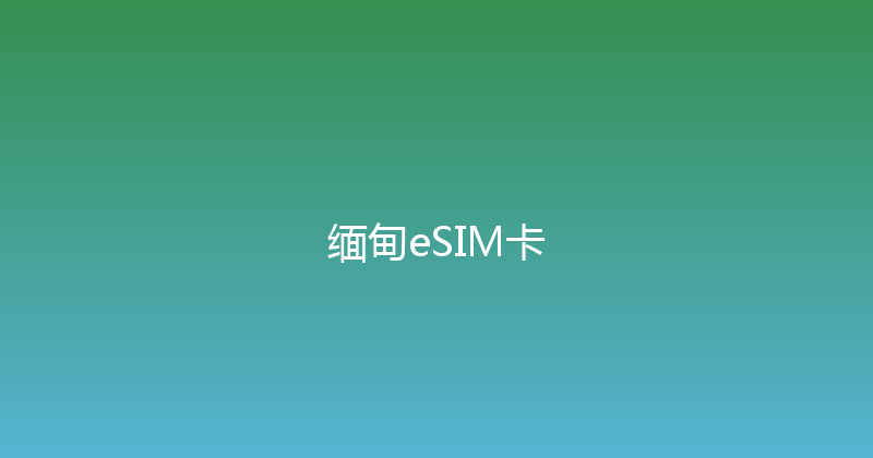 缅甸eSIM卡 
