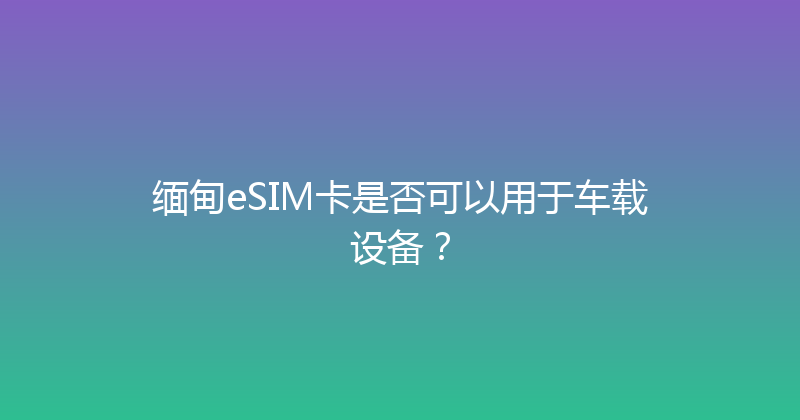 缅甸eSIM卡是否可以用于车载设备？ 