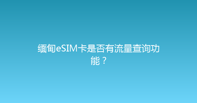 缅甸eSIM卡是否有流量查询功能？ 