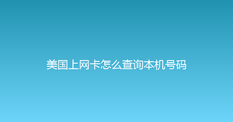 美国上网卡怎么查询本机号码 
