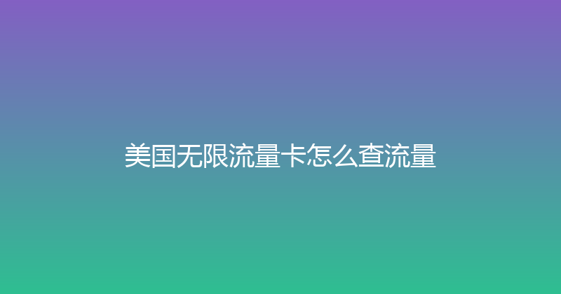 美国无限流量卡怎么查流量 