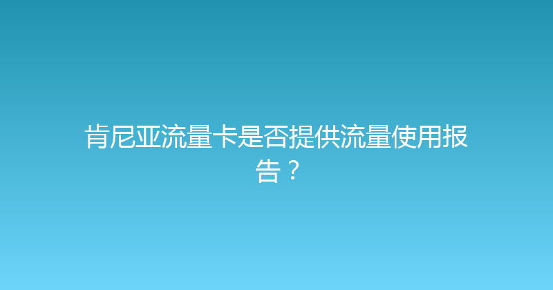 肯尼亚流量卡是否提供流量使用报告？ 
