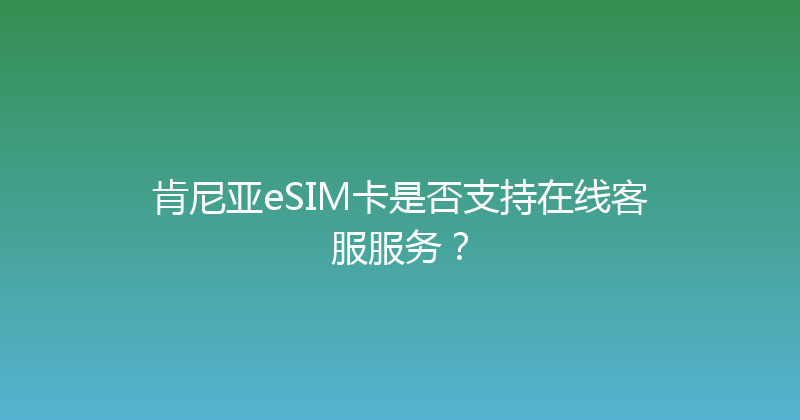 肯尼亚eSIM卡是否支持在线客服服务？ 
