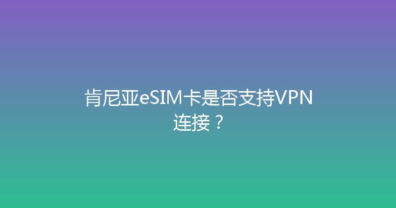 肯尼亚eSIM卡是否支持VPN连接？ 