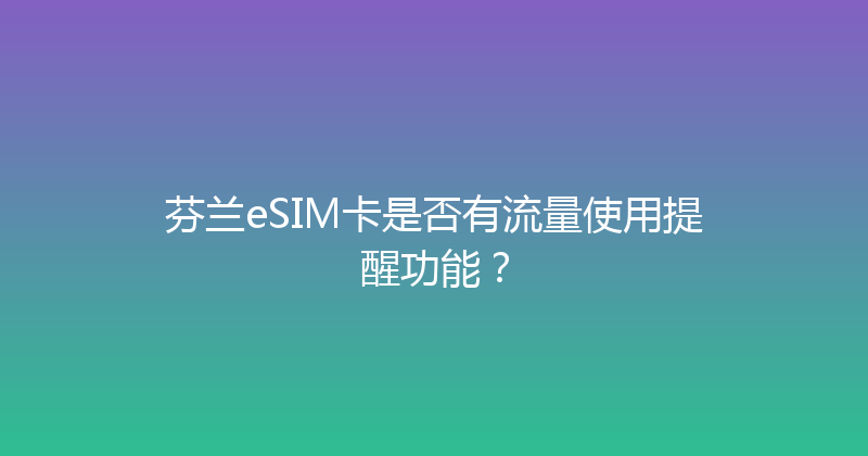 芬兰eSIM卡是否有流量使用提醒功能？ 