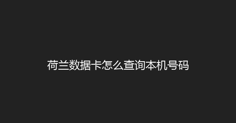 荷兰数据卡怎么查询本机号码 