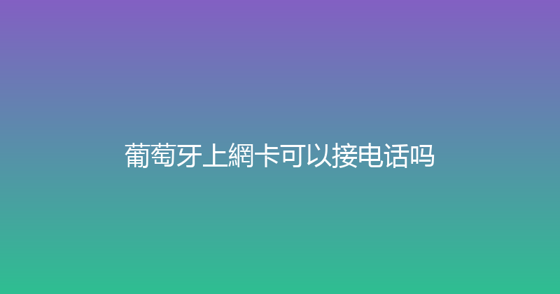 葡萄牙上網卡可以接电话吗 