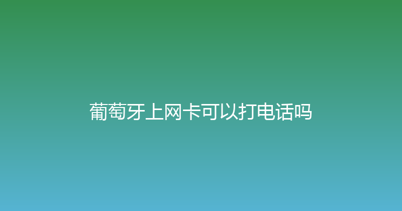 葡萄牙上网卡可以打电话吗 