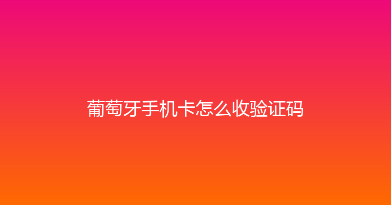 葡萄牙手机卡怎么收验证码 
