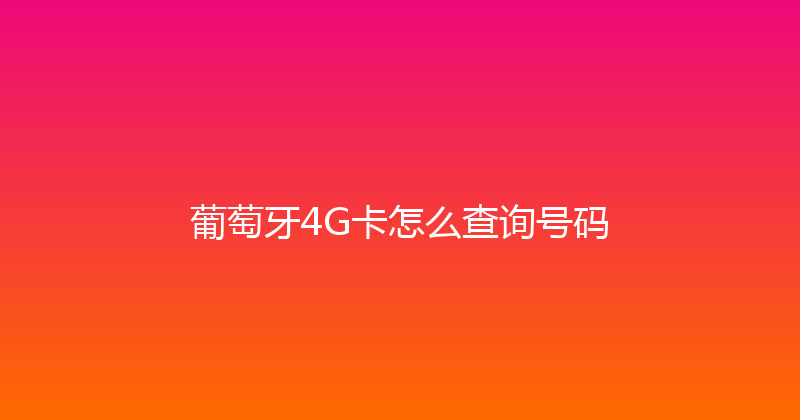 葡萄牙4G卡怎么查询号码 