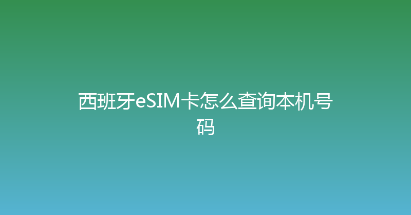 西班牙eSIM卡怎么查询本机号码 
