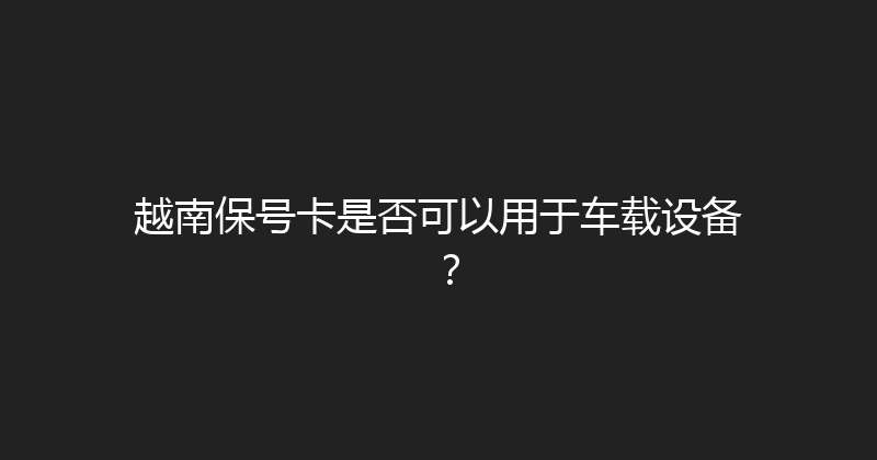 越南保号卡是否可以用于车载设备？ 