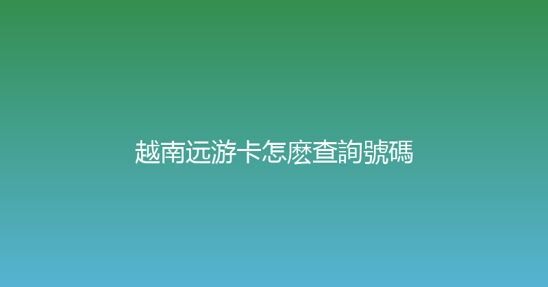 越南远游卡怎麽查詢號碼 