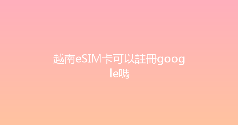 越南eSIM卡可以註冊google嗎 