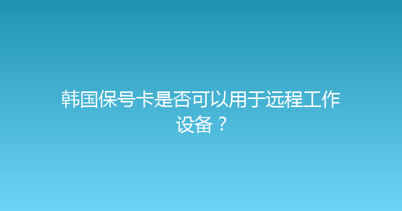 韩国保号卡是否可以用于远程工作设备？ 