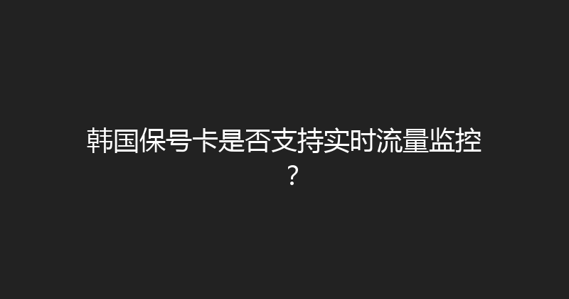 韩国保号卡是否支持实时流量监控？ 