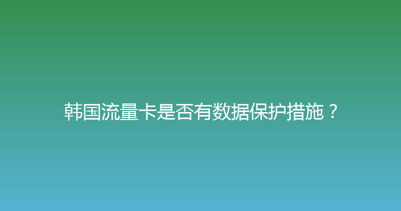 韩国流量卡是否有数据保护措施？ 