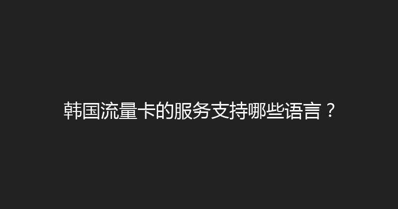 韩国流量卡的服务支持哪些语言？ 