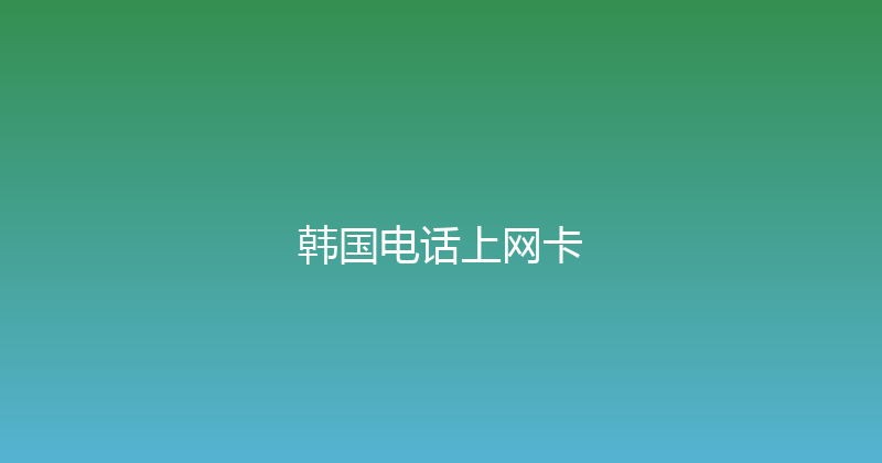 韩国电话上网卡 