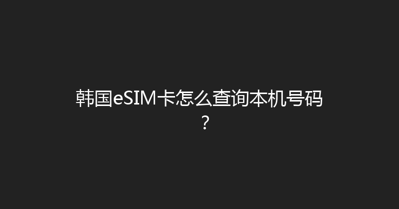 韩国eSIM卡怎么查询本机号码？ 