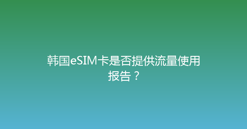 韩国eSIM卡是否提供流量使用报告？ 