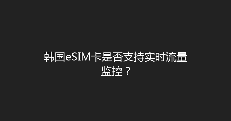 韩国eSIM卡是否支持实时流量监控？ 
