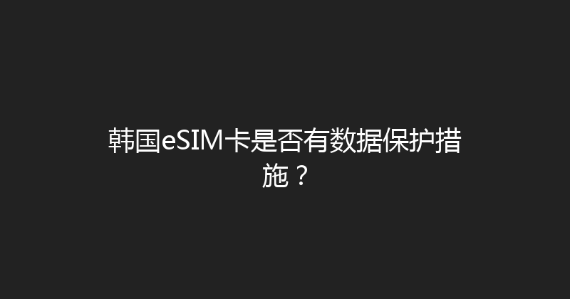 韩国eSIM卡是否有数据保护措施？ 
