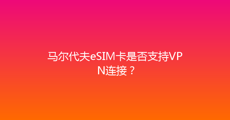 马尔代夫eSIM卡是否支持VPN连接？ 