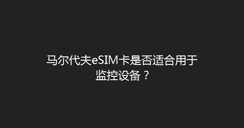 马尔代夫eSIM卡是否适合用于监控设备？ 