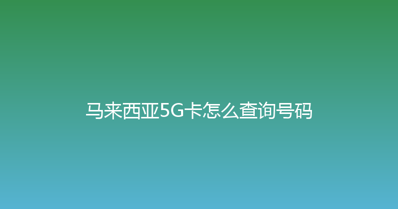 马来西亚5G卡怎么查询号码 